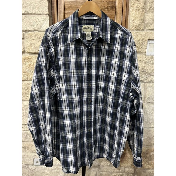 Eddie Bauer Men's Long Sleeve Button Up Plaid Cotton Shirt Size Extra Large - Picture 1 of 6